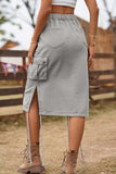 Drawstring Denim Cargo Skirt - Trendsi - Flyclothing LLC