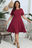 Plus Size Round Neck Openwork Dress - Trendsi - Flyclothing LLC