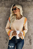 Striped Round Neck Long Sleeve Sweater - Trendsi - Flyclothing LLC