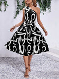 Printed Single Shoulder Tie Waist Dress - Trendsi - Flyclothing LLC