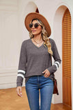 V-Neck Long Sleeve T-Shirt - Trendsi - Flyclothing LLC