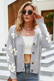 Floral Ribbed Trim Drop Shoulder Cardigan - Trendsi - Flyclothing LLC