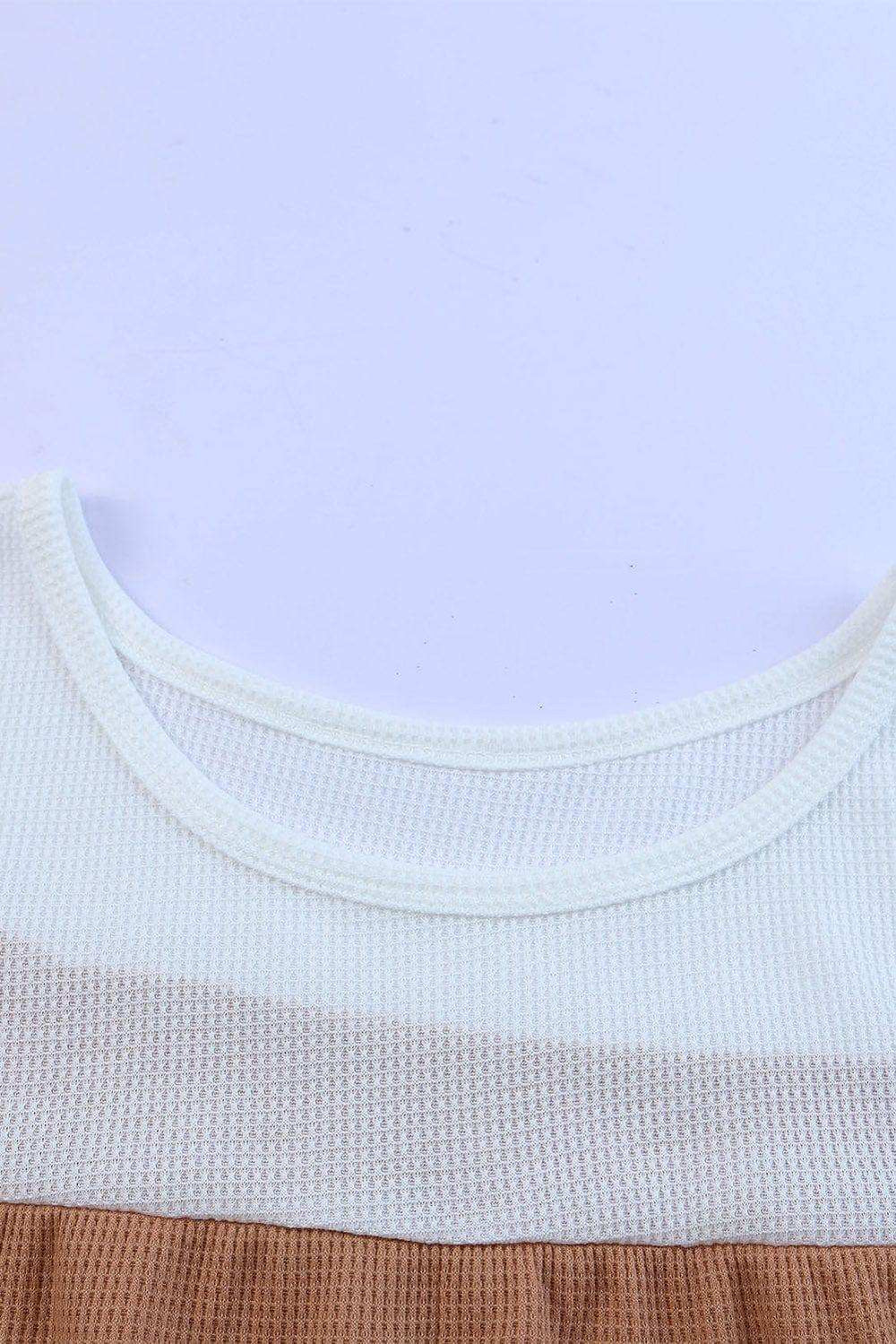 Plus Size Printed Color Block Ruffled Blouse - Trendsi - Flyclothing LLC