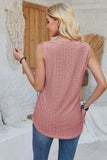 Eyelet Decorative Button V-Neck Tank - Trendsi - Flyclothing LLC