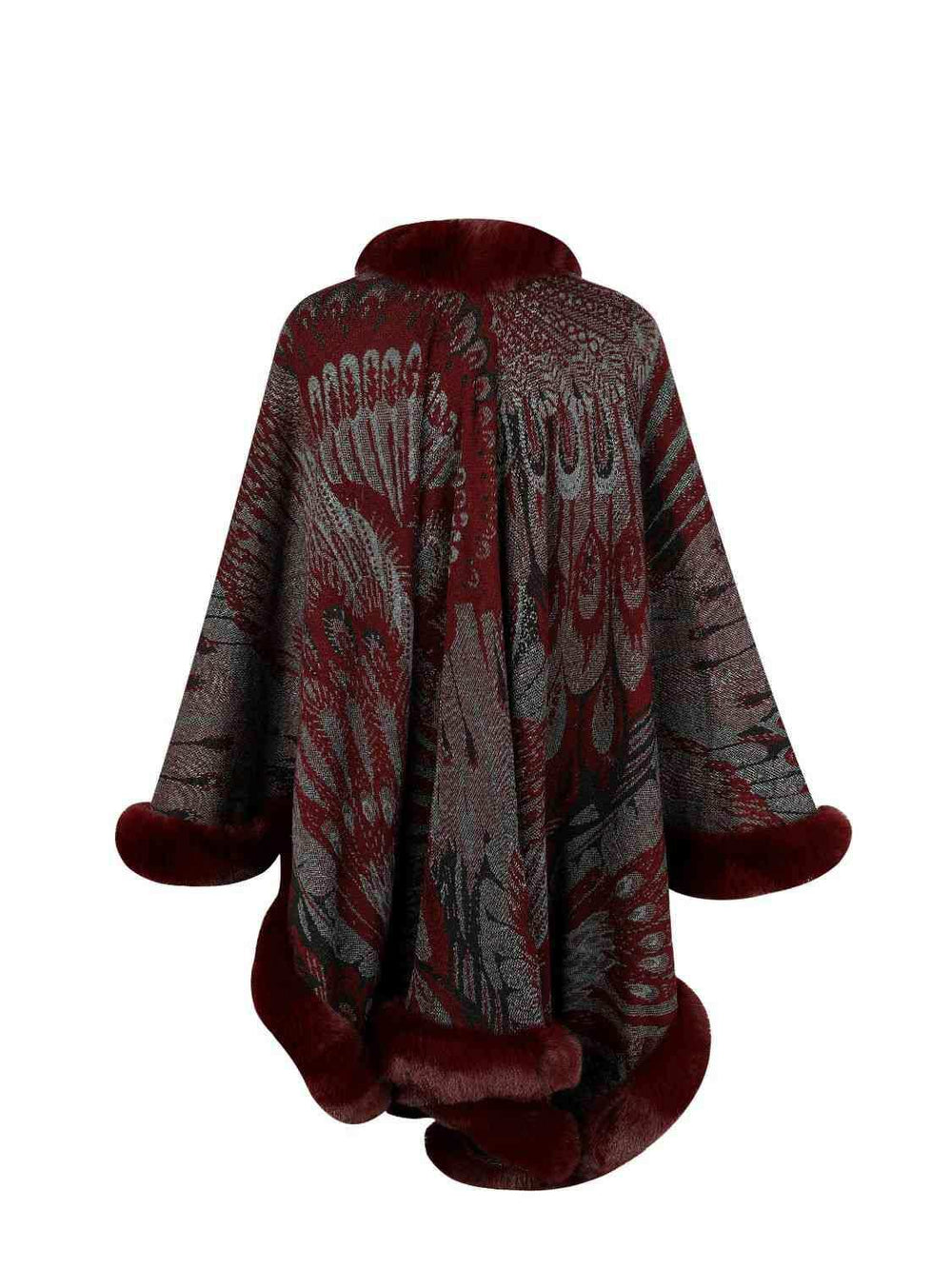 Printed Open Front Poncho - Trendsi - Flyclothing LLC
