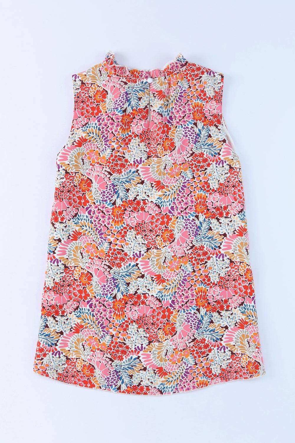 Floral Mock Neck Tank Top - Trendsi - Flyclothing LLC