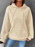 Textured Drawstring Drop Shoulder Hoodie - Trendsi - Flyclothing LLC