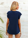 Round Neck Butterfly Sleeve Top - Trendsi - Flyclothing LLC
