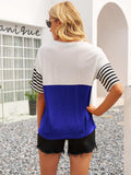 Striped Color Block Round Neck Tee - Trendsi - Flyclothing LLC