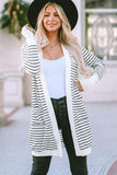 Striped Open Front Longline Cardigan - Trendsi - Flyclothing LLC