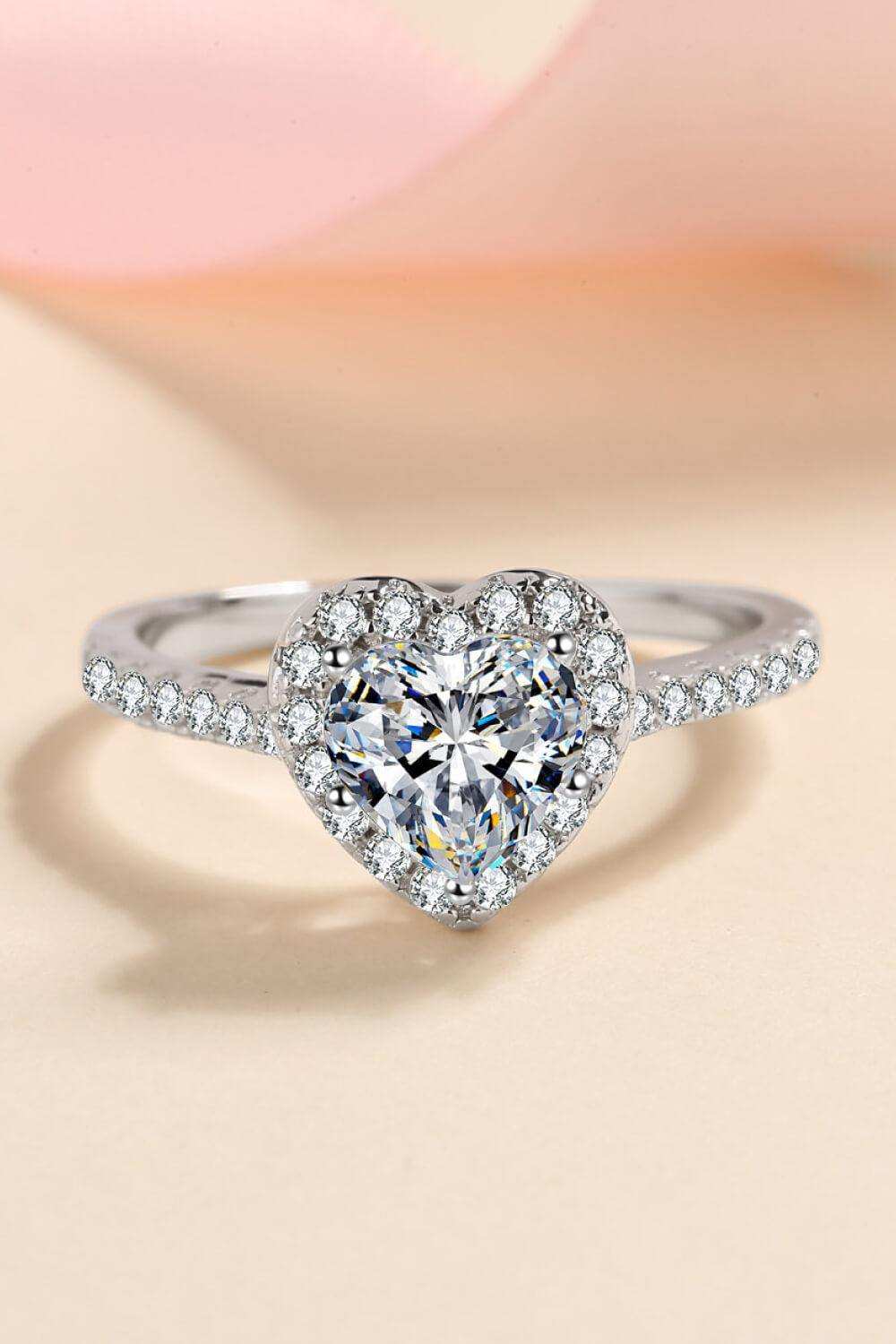 1 Carat Moissanite Heart-Shaped Ring - Trendsi - Flyclothing LLC