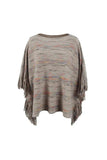 Round Neck Fringe Detail Sleeve Poncho - Trendsi - Flyclothing LLC