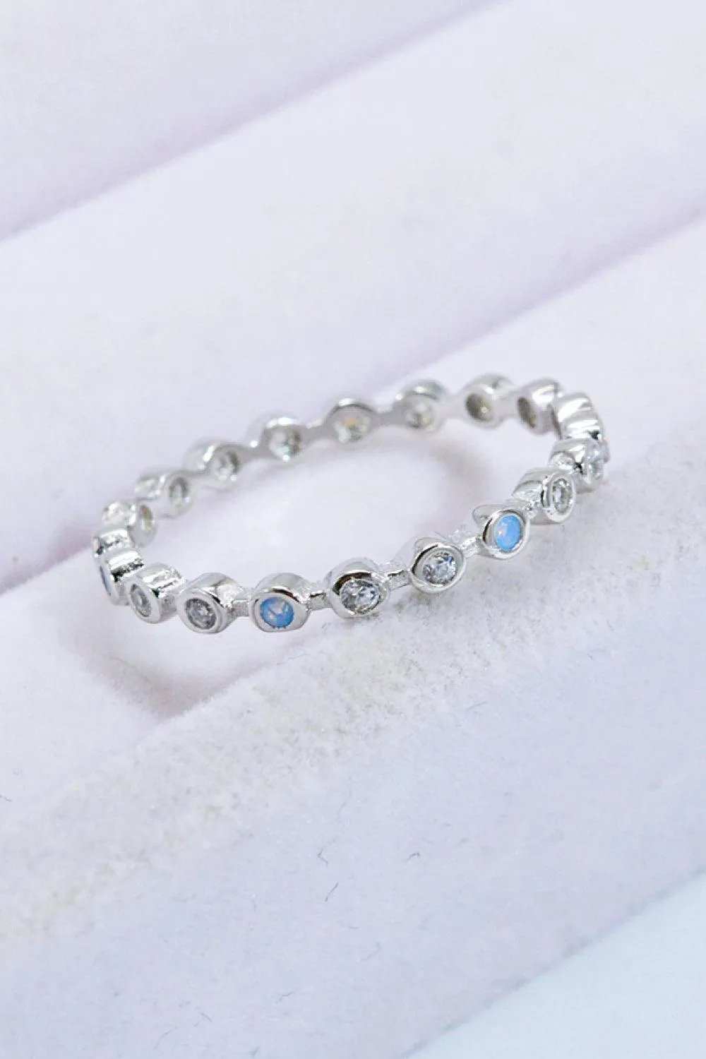 925 Sterling Silver Zircon and Natural Moonstone Ring - Trendsi - Flyclothing LLC