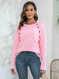 Decorative Button Long Sleeve Sweater - Trendsi - Flyclothing LLC