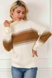Contrast Turtleneck Long Sleeve Sweater - Trendsi - Flyclothing LLC