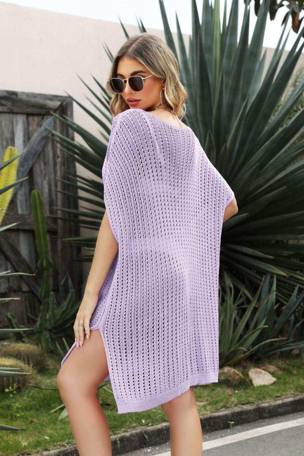 Openwork Side Slit Cover-Up Dress - Trendsi - Flyclothing LLC