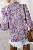 Printed Frill Flounce Sleeve Shirt - Trendsi - Flyclothing LLC