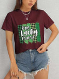 ONE LUCKY MAMA Round Neck T-Shirt - Trendsi - Flyclothing LLC