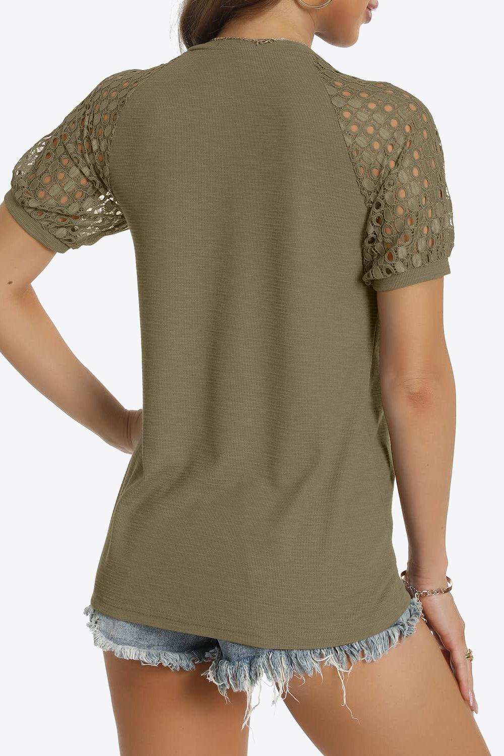 Short Sleeve V-Neck Tee - Trendsi - Flyclothing LLC