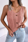 Decorative Button Mixed Knit Tank - Trendsi - Flyclothing LLC