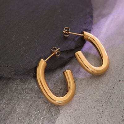 Titanium Steel Gold-Plated Earrings - Trendsi - Flyclothing LLC