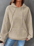 Textured Drawstring Drop Shoulder Hoodie - Trendsi - Flyclothing LLC