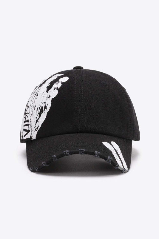 VIBRA Graphic Distressed Adjustable Baseball Cap - Trendsi - Flyclothing LLC