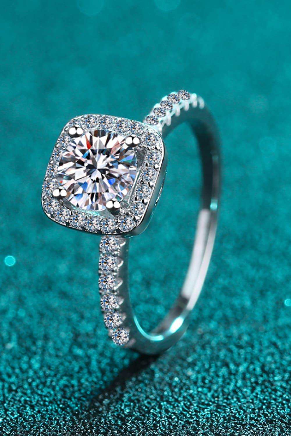 2 Carat Moissanite Square Halo Ring - Trendsi - Flyclothing LLC