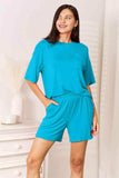 Basic Bae Full Size Soft Rayon Half Sleeve Top and Shorts Set - Trendsi - Flyclothing LLC