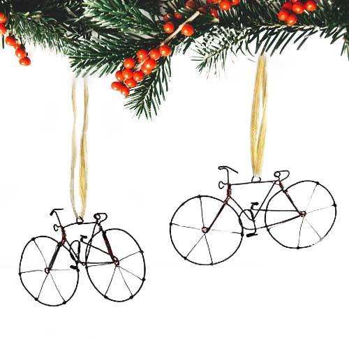 Recycled Wire Bicycle Ornament, Set of 2 - Creative Alternatives - Flyclothing LLC