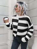 Two-Tone Dropped Shoulder Sweater - Trendsi - Flyclothing LLC