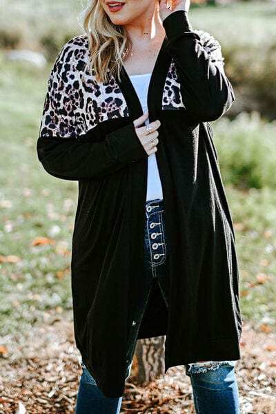 Plus Size Open Front Dropped Shoulder Cardigan - Trendsi - Flyclothing LLC
