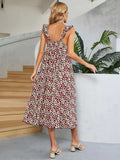 Printed Ruffled Sleeveless Midi Dress - Trendsi - Flyclothing LLC