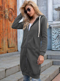 Full Size Zip-Up Longline Hoodie with Pockets - Trendsi - Flyclothing LLC