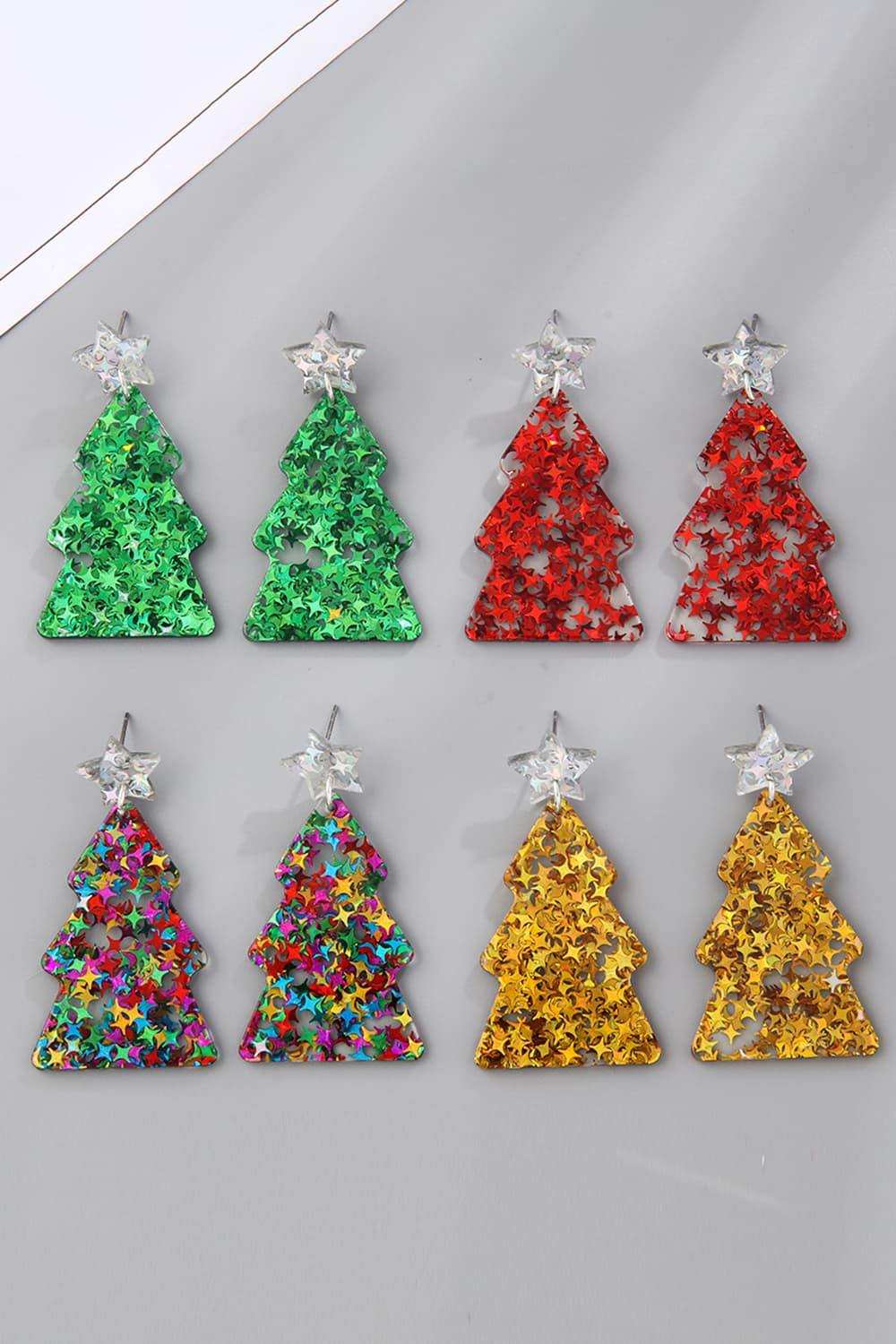 Christmas Tree Acrylic Earrings - Trendsi - Flyclothing LLC