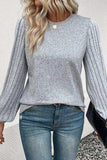 Ribbed Round Neck Long Sleeve Knit Top - Trendsi - Flyclothing LLC