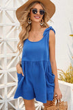 Tie Shoulder Scoop Neck Romper with Pockets - Trendsi - Flyclothing LLC