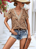Animal Print V-Neck Petal Sleeve Blouse - Trendsi - Flyclothing LLC