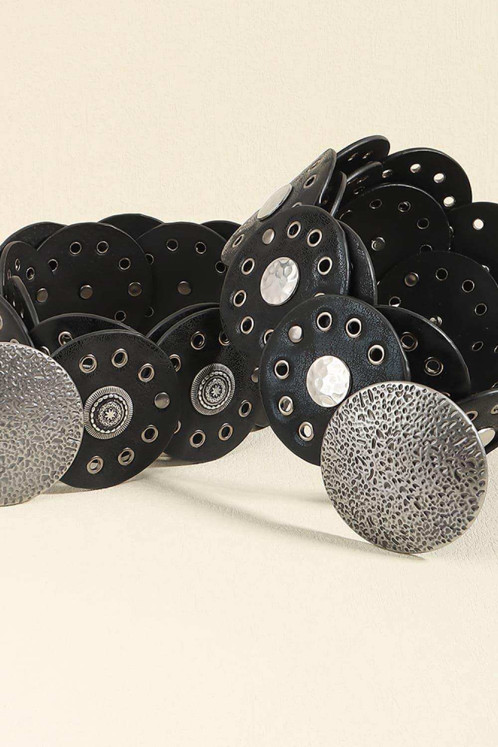 Round Shape PU Leather Belt - Trendsi - Flyclothing LLC