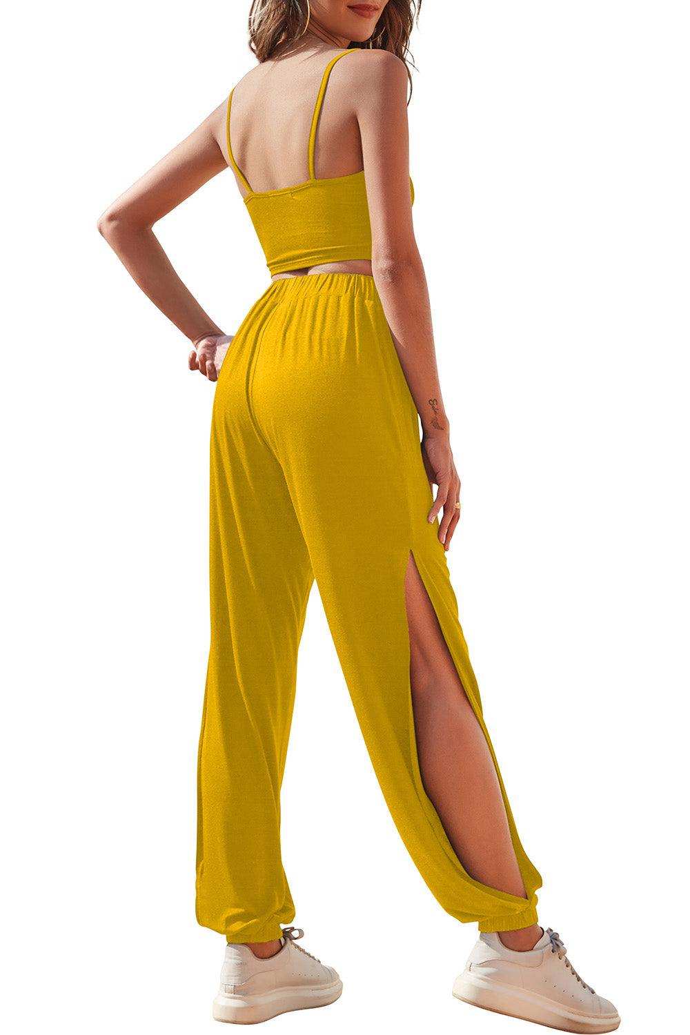 Cropped Cami and Side Split Joggers Set - Trendsi - Flyclothing LLC