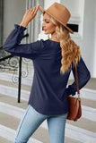 Round Neck Flounce Sleeve Blouse - Trendsi - Flyclothing LLC