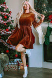 Frill Trim Long Sleeve Mini Dress - Trendsi - Flyclothing LLC