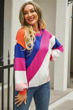 Color Block Round Neck Long Sleeve Sweater - Trendsi - Flyclothing LLC