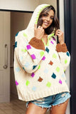 Geometric Dropped Shoulder Hooded Sweater - Trendsi - Flyclothing LLC