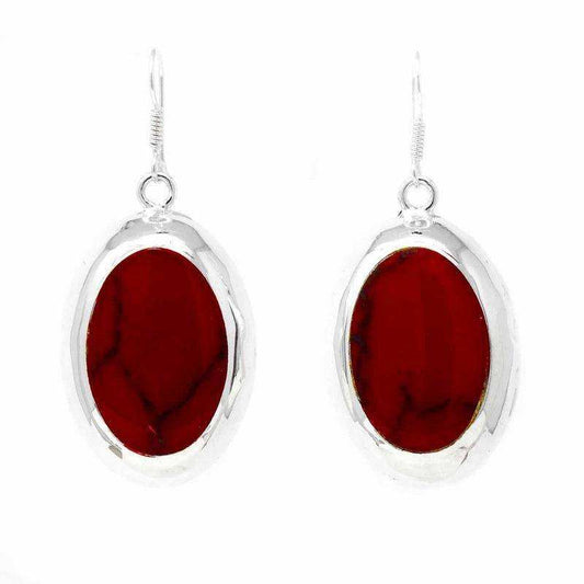 Earrings, Red Jasper Ovals - Artisana - Flyclothing LLC