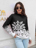 Snowflake Pattern Mock Neck Sweater - Trendsi - Flyclothing LLC