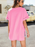 High-Low Side Slit V-Neck Tee - Trendsi - Flyclothing LLC