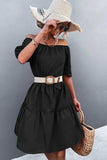 Square Neck Short Sleeve Mini Dress - Trendsi - Flyclothing LLC