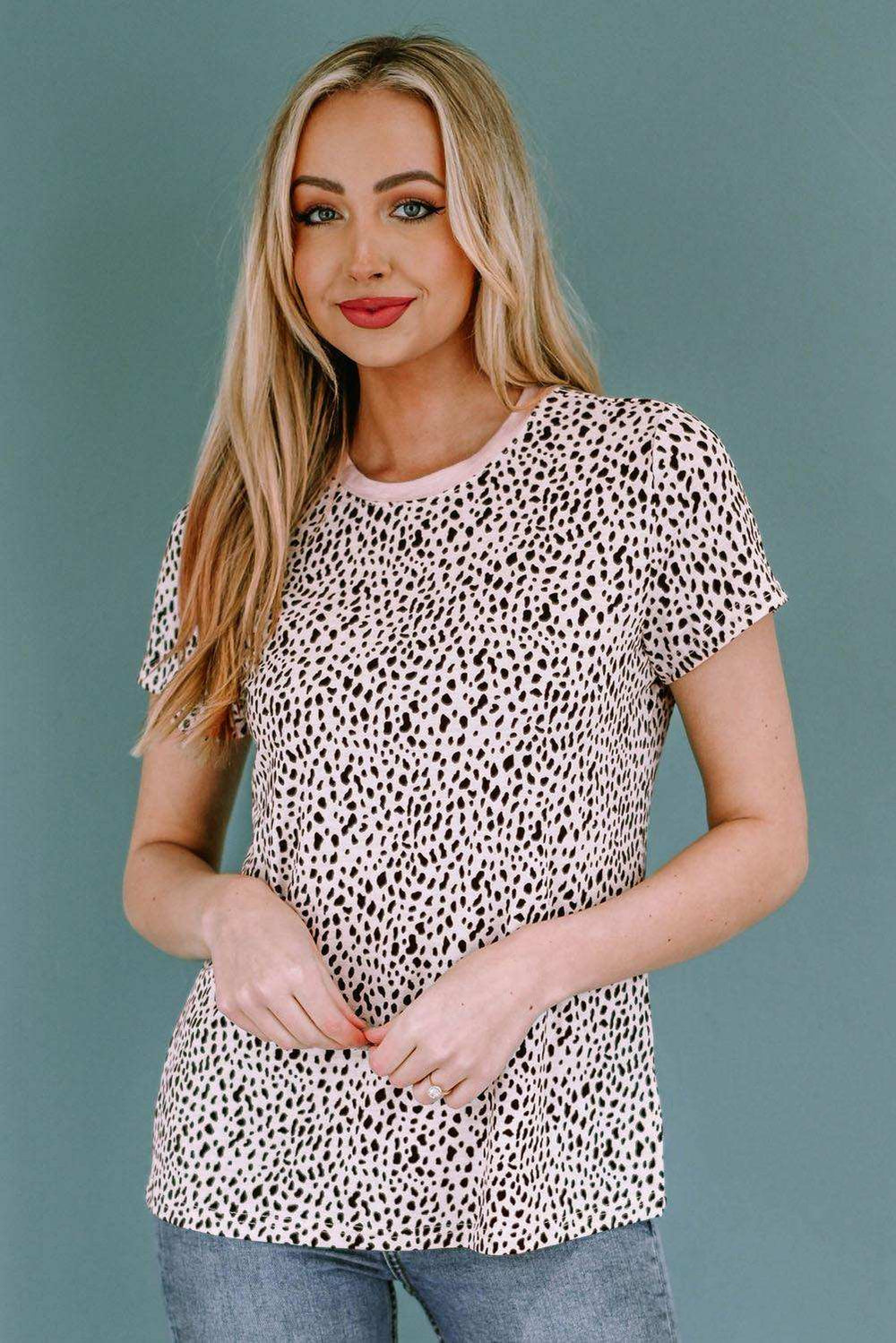 Animal Print Round Neck Tee - Trendsi - Flyclothing LLC