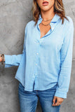 Textured Button Front Curved Hem Shirt - Trendsi - Flyclothing LLC